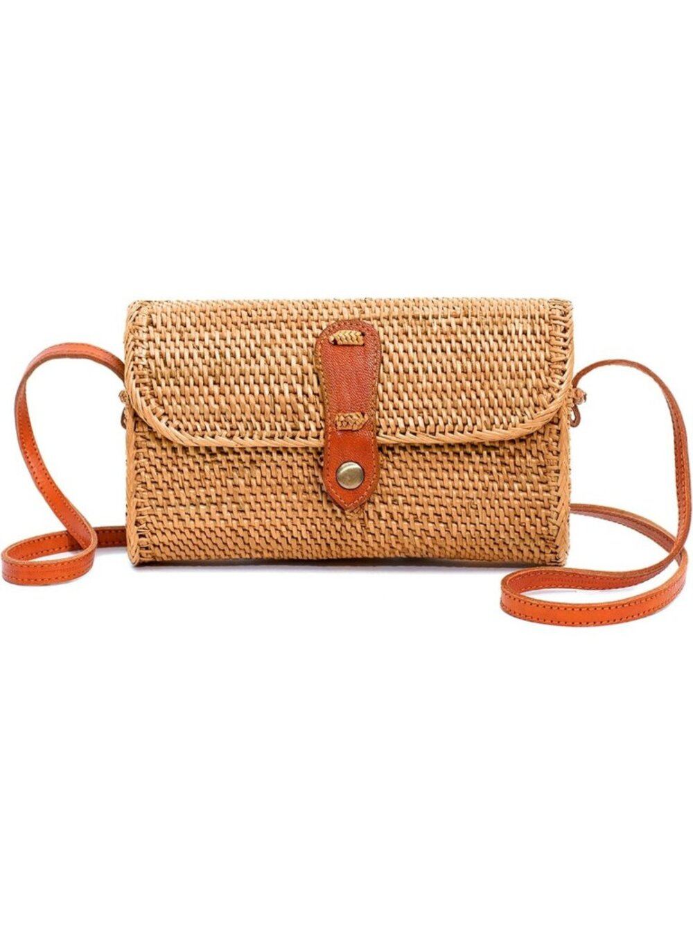 Handmade Rattan Purse | Straw Wicker Crossbody Bag for Women | Boho Chic Style